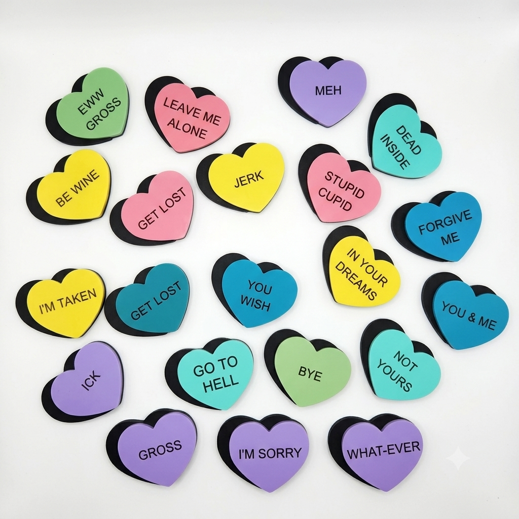 Anti-Valentine Conversation Hearts Magnetic Set