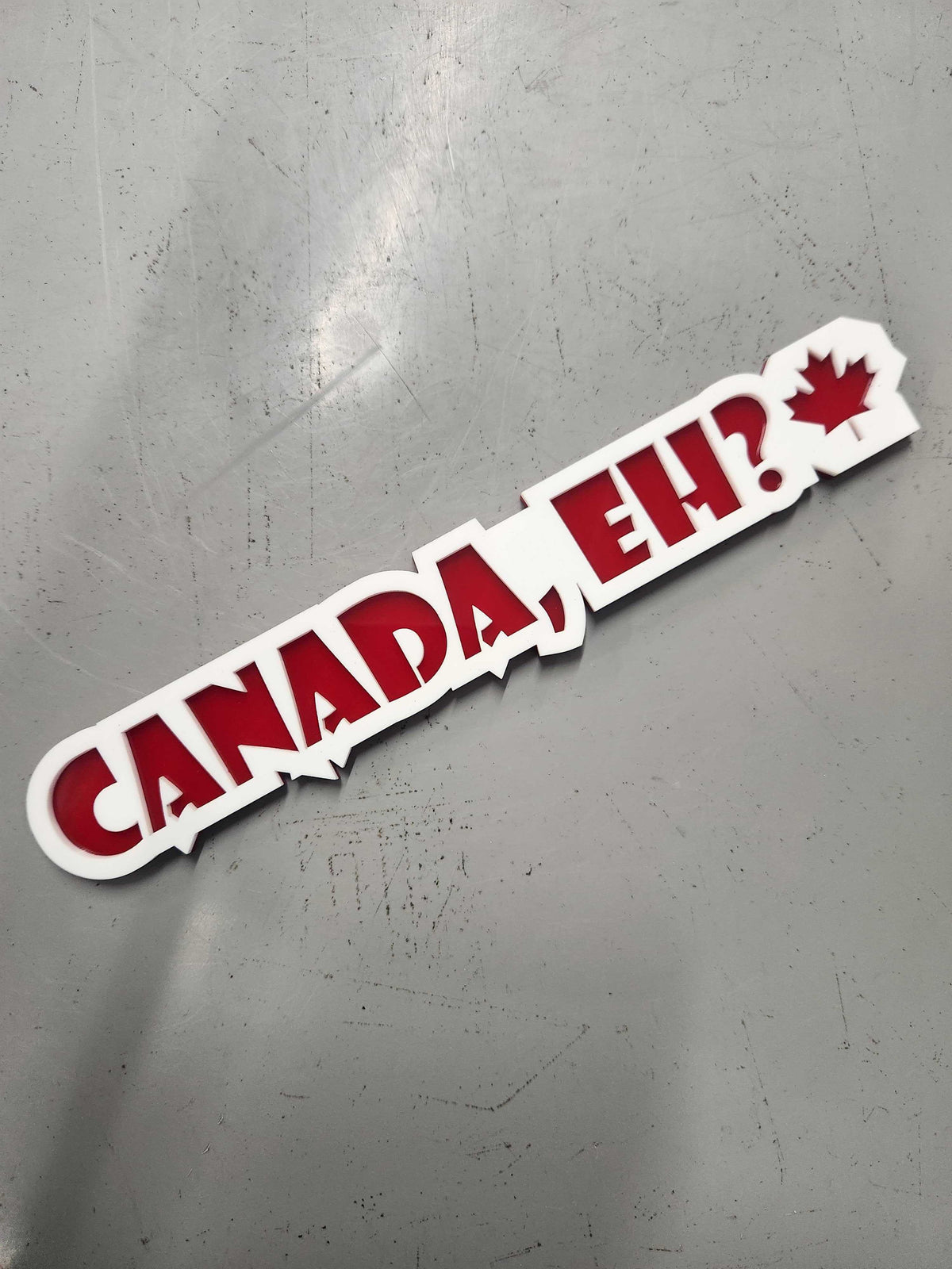 CANADA, EH - RED AND WHITE TEXT BADGE