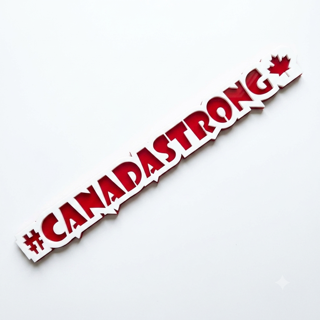 #CANADASTRONG TEXT BADGE - RED AND WHITE