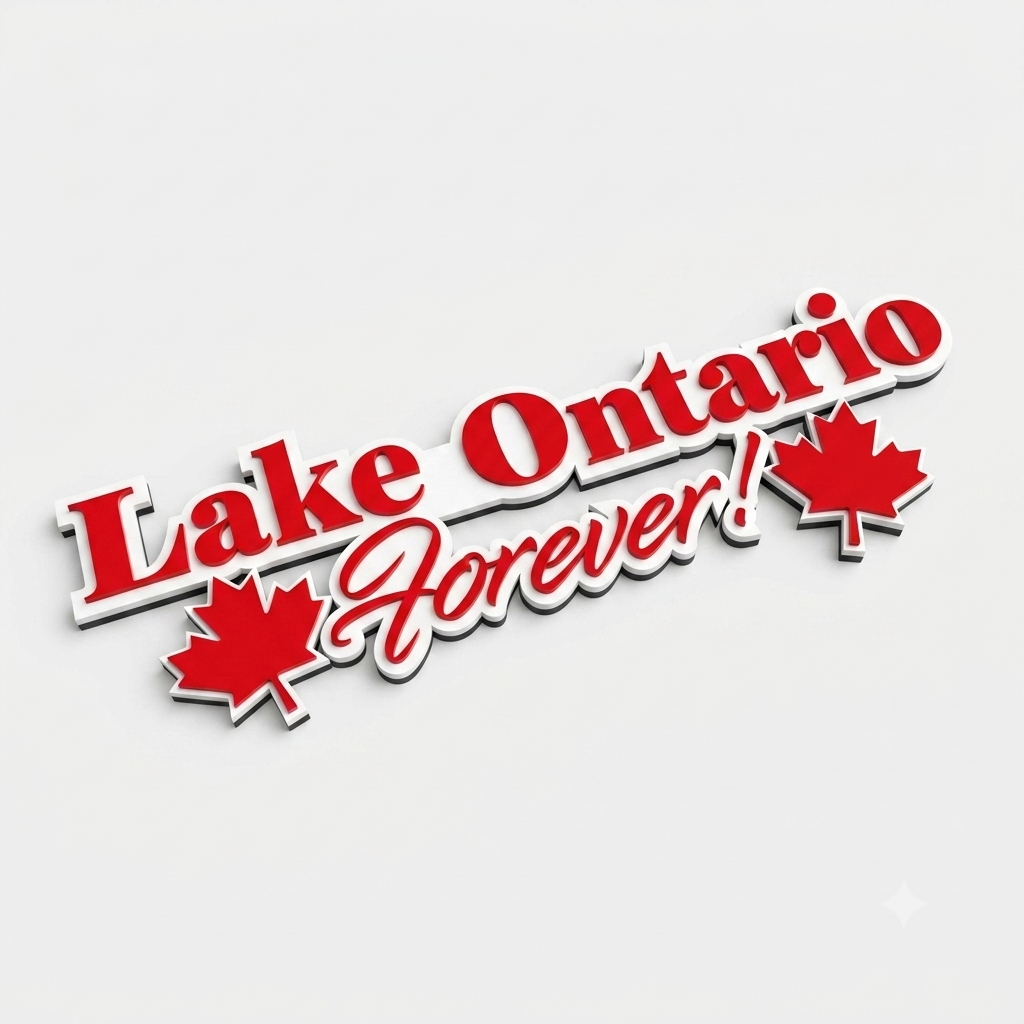 LAKE ONTARIO FOREVER TEXT BADGE - RED AND WHITE
