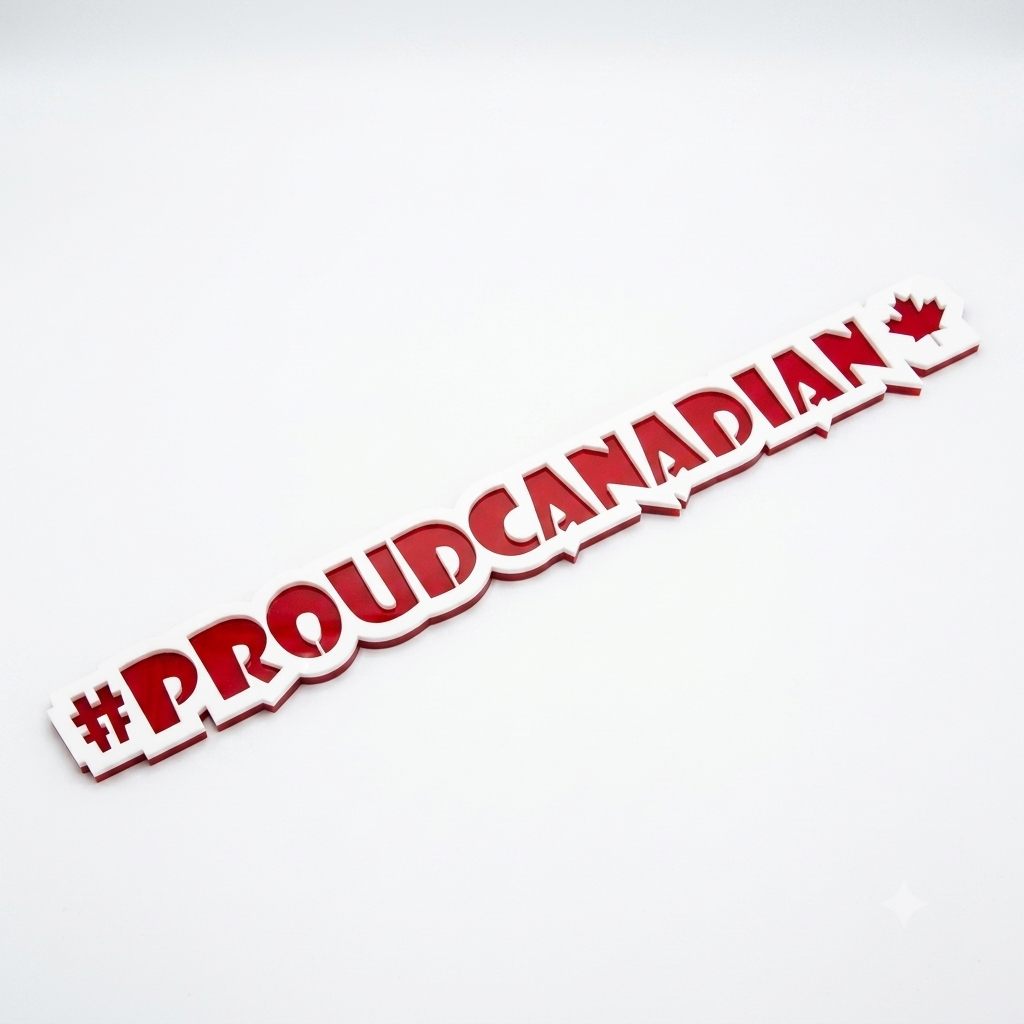 #PROUDCANADIAN TEXT BADGE - RED AND WHITE