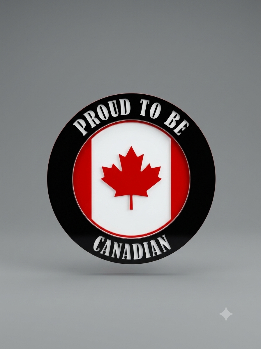 PROUD TO BE CANADIAN MEDALLION - RED, WHITE AND BLACK