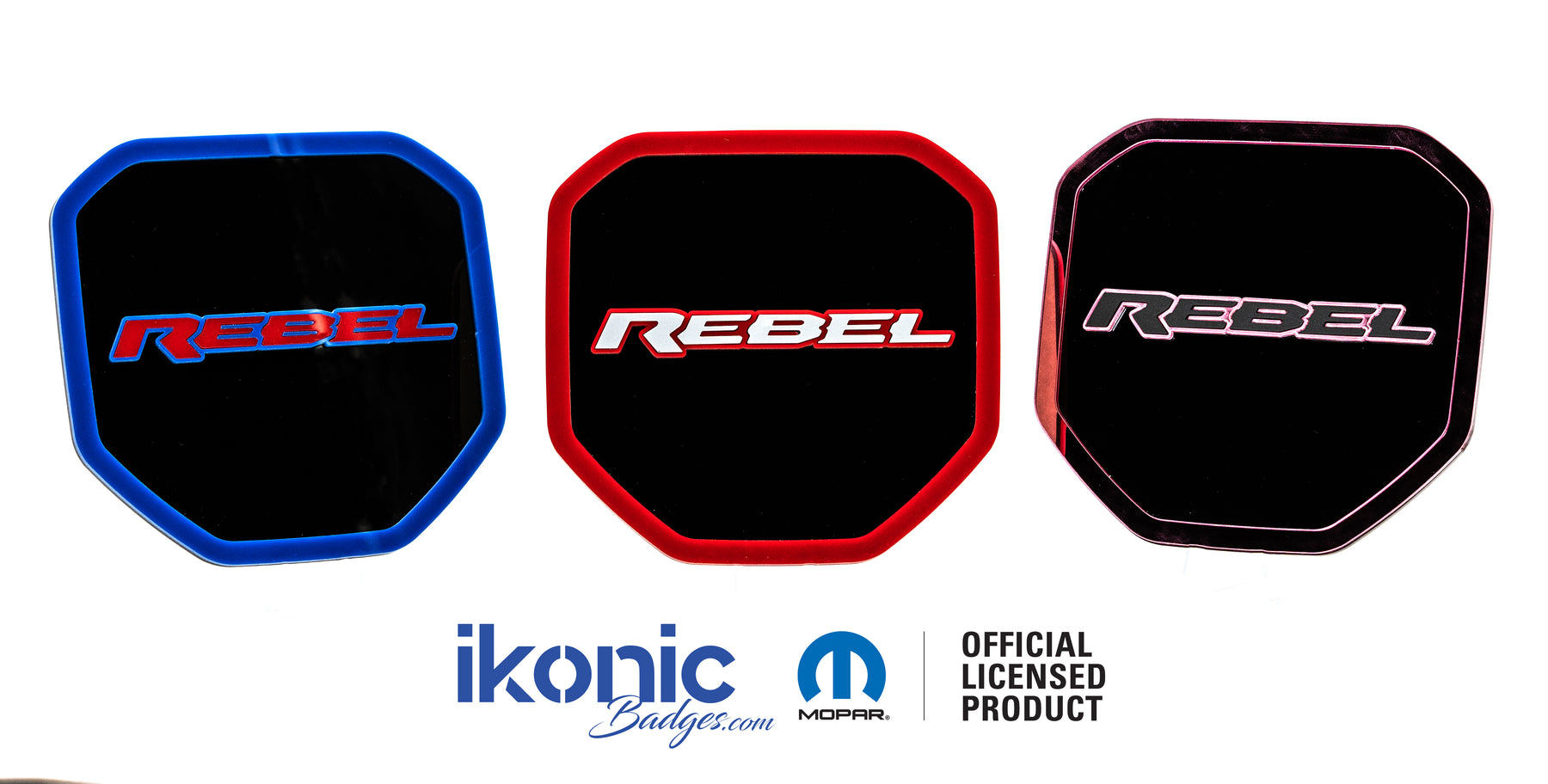 RAM® Rebel® TAILGATE BADGE - FITS 2019+ DODGE® RAM® TAILGATE -1500, 2500, 3500 - Choose your Colors - Officially Licensed Product