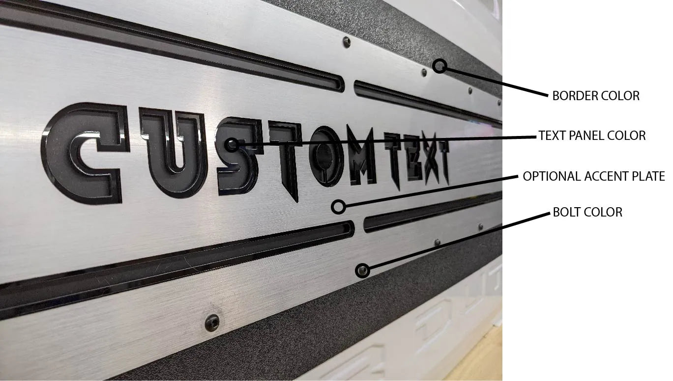 Applique de hayon à LED avec texte personnalisé - Compatible avec Ford® F250®, F350®, F450® 2017-2022