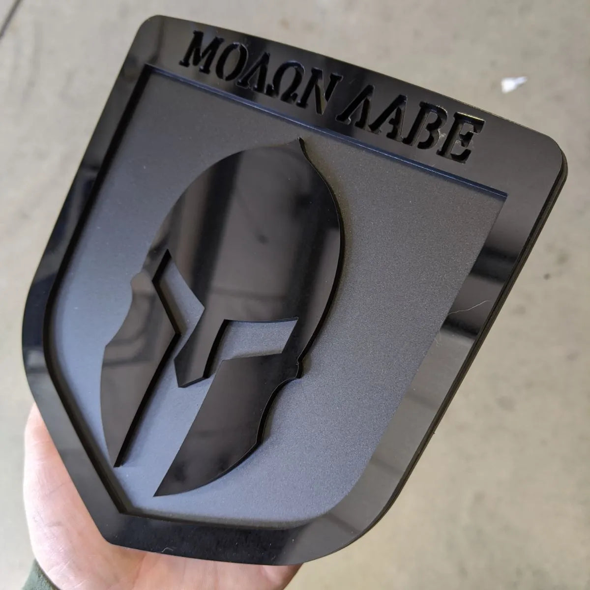 Molon Labe Badge - Fits 2009-2018 Dodge® Ram® Tailgate -1500, 2500, 3500 - Black on Matte Black - 3/4