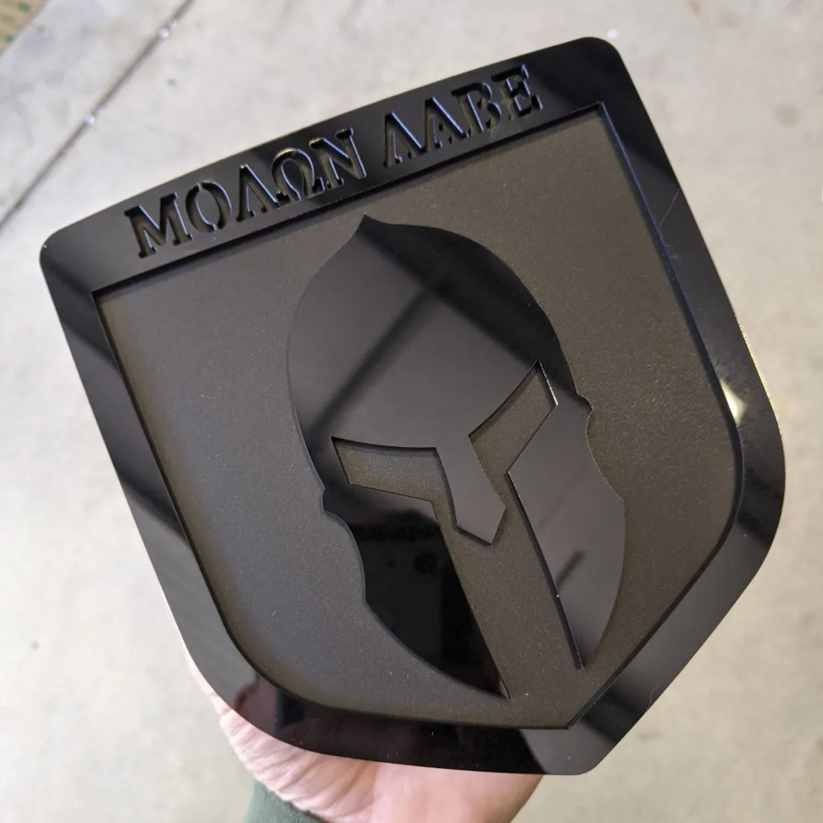 Molon Labe Badge - Fits 2009-2018 Dodge® Ram® Tailgate -1500, 2500, 3500 - Black on Matte Black - 4/4