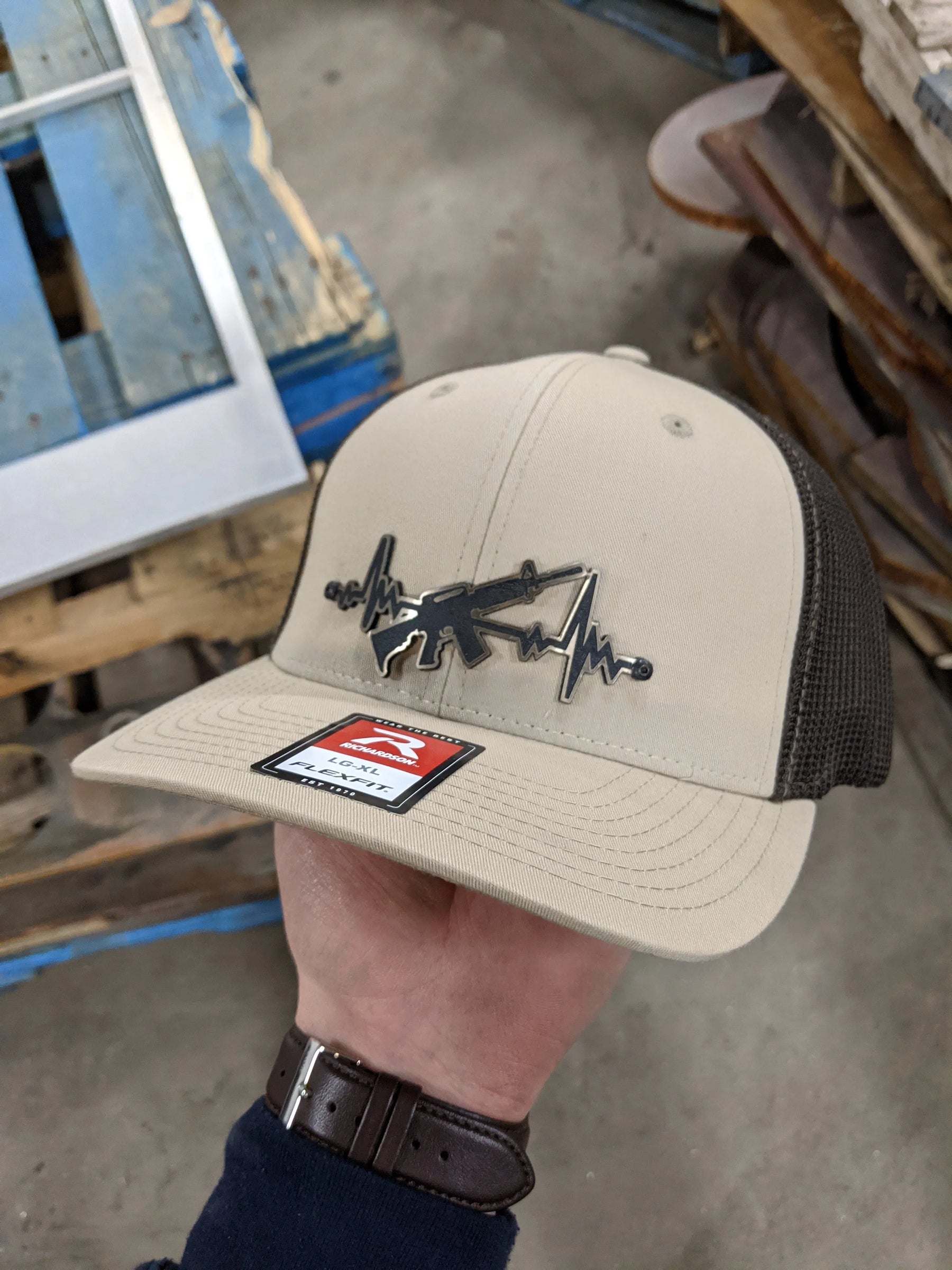AR Heartbeat Badge Hat - Brushed Bronze and Black