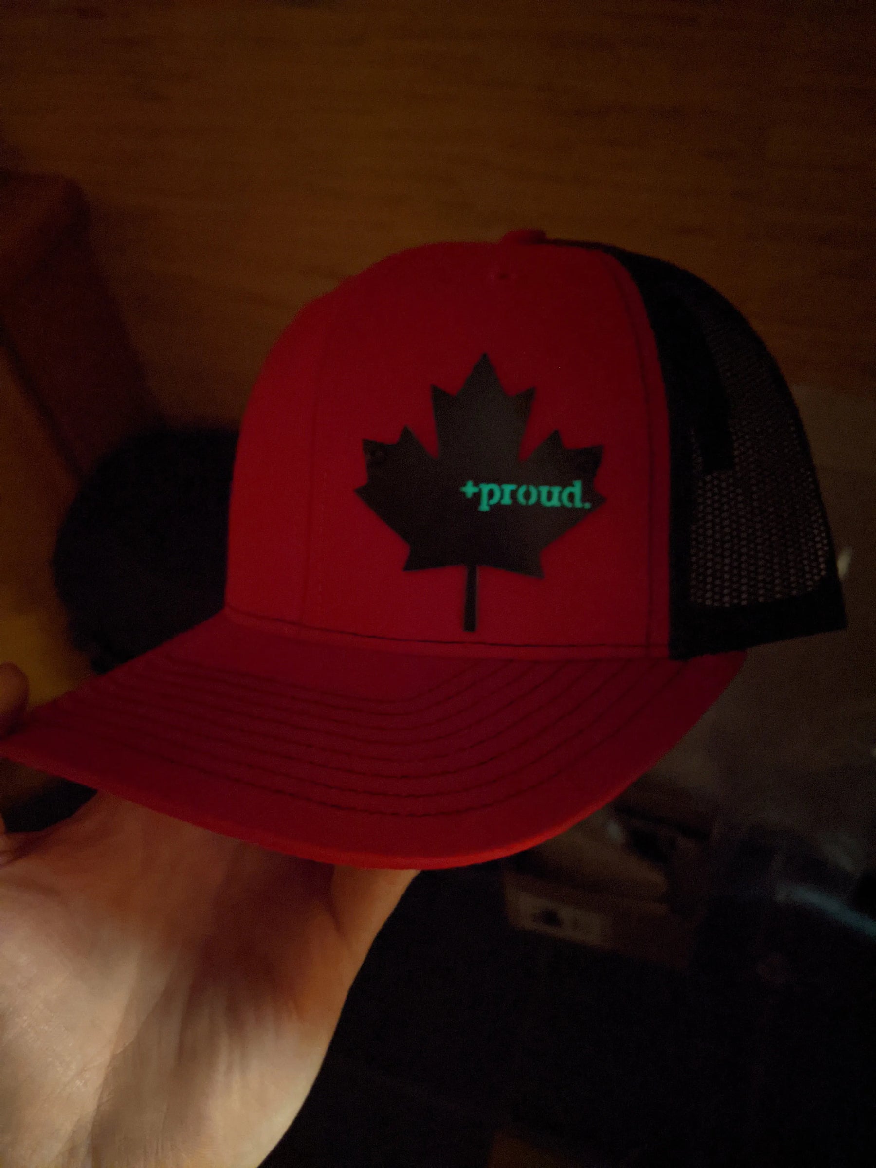 Casquette avec insigne « Canadien et fier » - Insigne noir et brillant