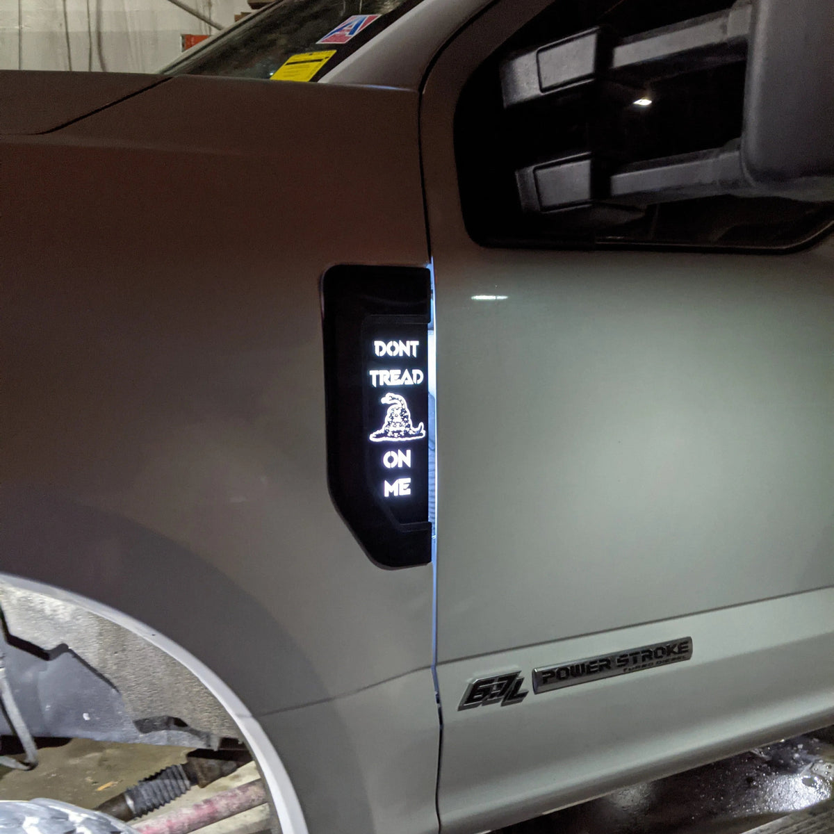 LED Don't Tread On Me Fender Badge Set - Fits 2017-2022 Ford® F250®, F350®, F450® - Black