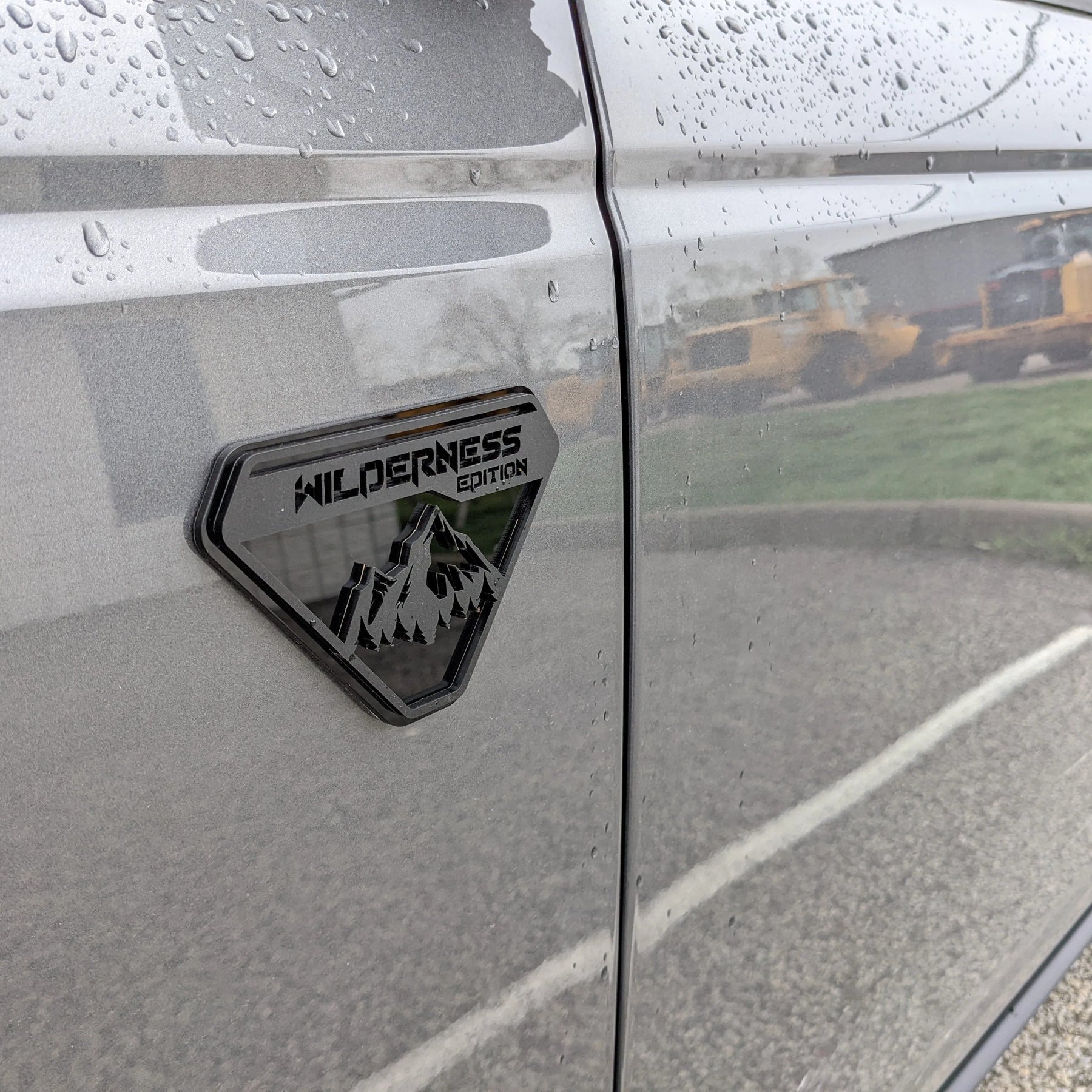 Fender Badge Pair - Custom Text Mountains - Fits 2021+ Bronco® Badlands® - Matte Black on Black