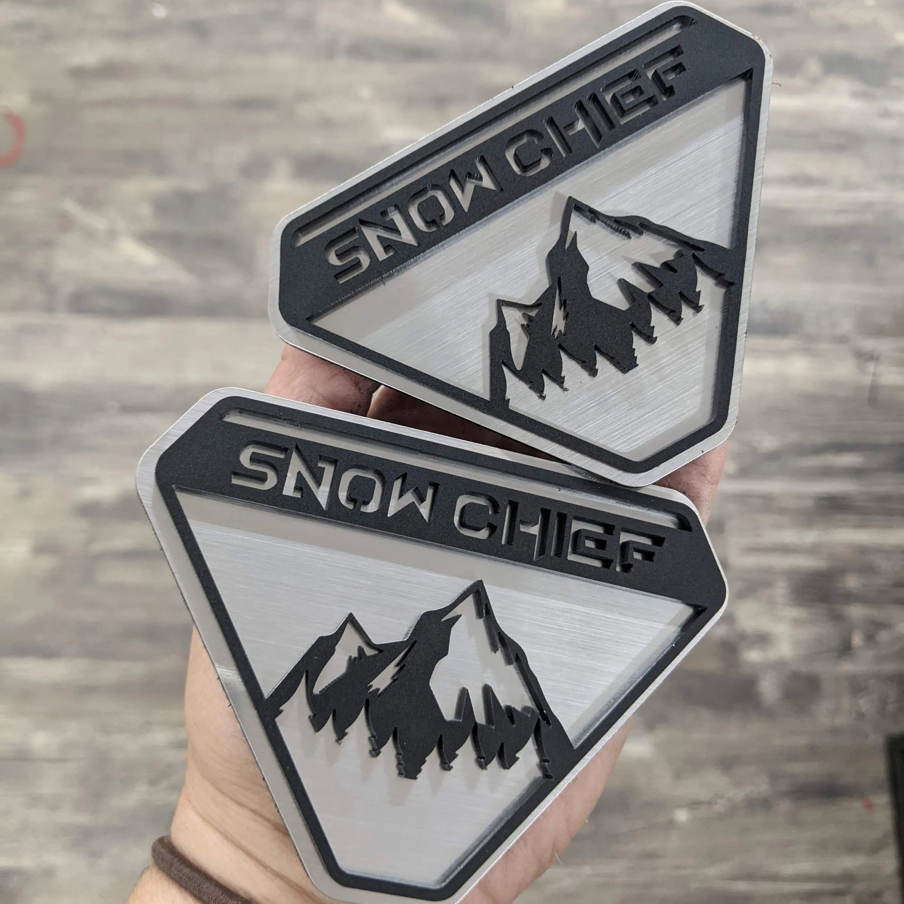 Fender Badge Pair - Custom Text Mountains - Fits 2021+ Bronco® Badlands® - Matte Black on Black