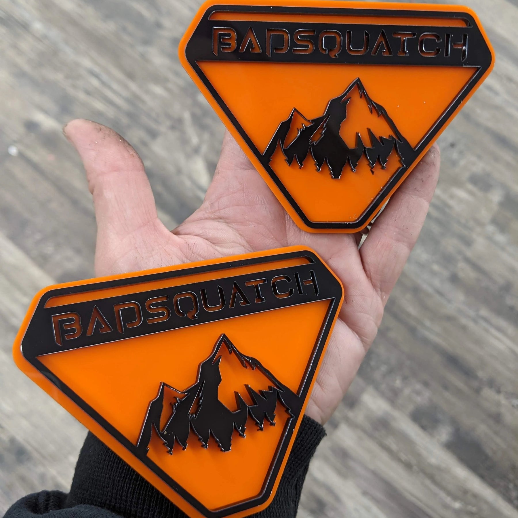 Fender Badge Pair - Custom Text Mountains - Fits 2021+ Bronco® Badlands® - Matte Black on Black