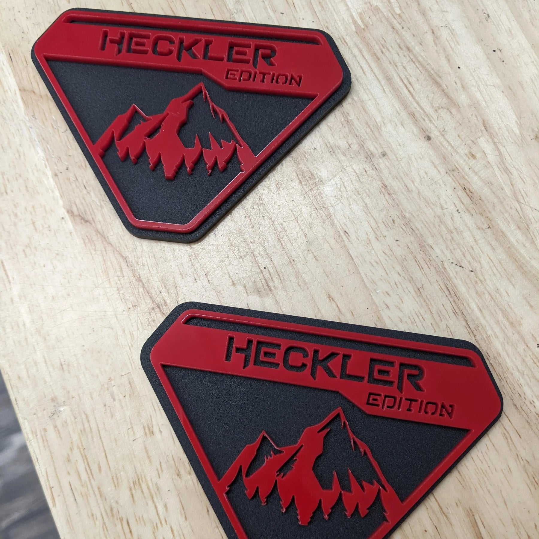 Fender Badge Pair - Custom Text Mountains - Fits 2021+ Bronco® Badlands® - Matte Black on Black