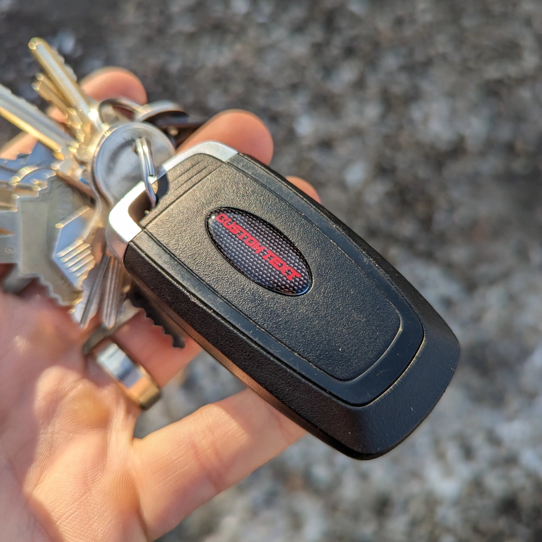 Porte-clés avec texte personnalisé - Ovale - Compatible avec de nombreux véhicules Ford® - Plusieurs couleurs disponibles