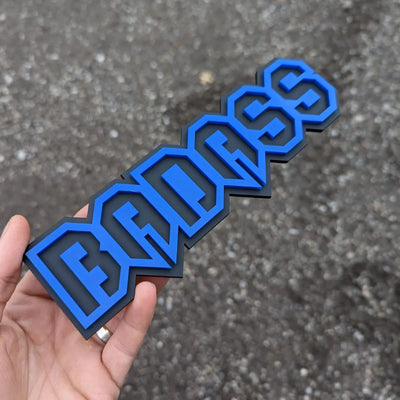Custom Text Vehicle Badge - Box Font - Multiple Colors Choices Available
