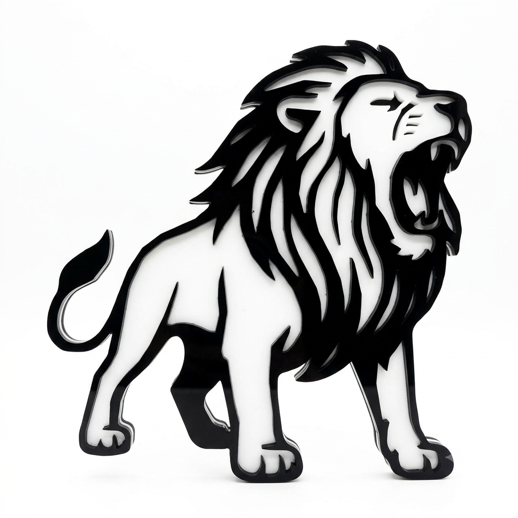 Roaring Lion - Black on White Universal Badge