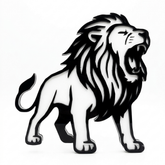 Roaring Lion - Black on White Universal Badge