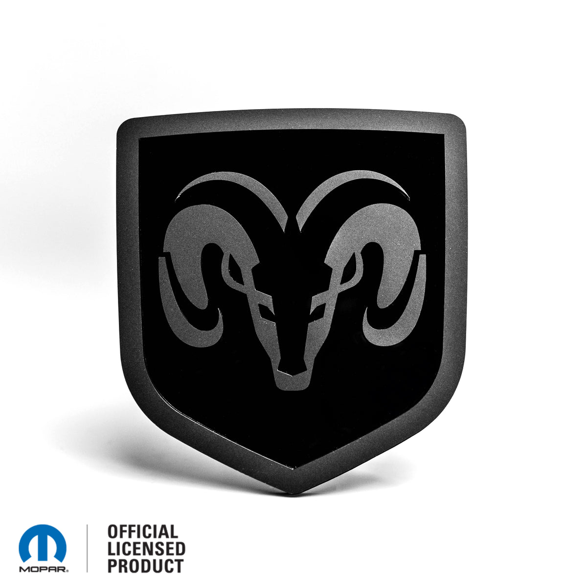 BADGE DE HAYON AVEC LOGO RAM HEAD STYLE 1 - ADAPTÉ AUX HAYONS DODGE® RAM® 2009-2018 - 1500, 2500, 3500 - MAT SUR BRILLANT - Produit sous licence officielle