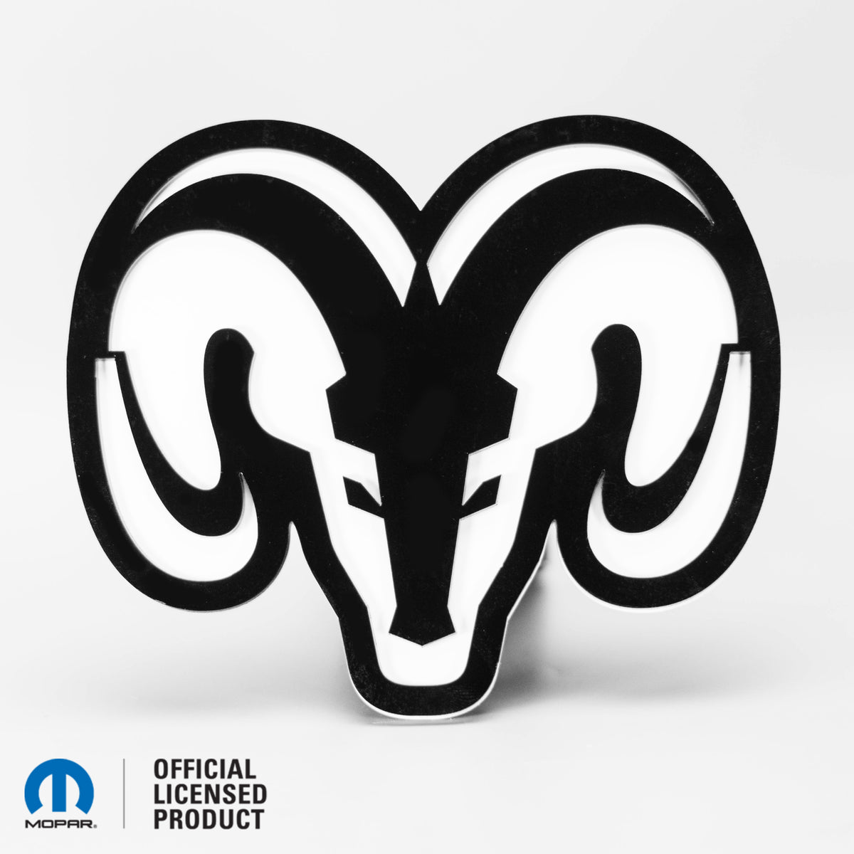 RAM® HEAD LOGO STYLE 1 - COUVERCLE D'ATTELAGE - Brillant sur blanc - Produit sous licence officielle