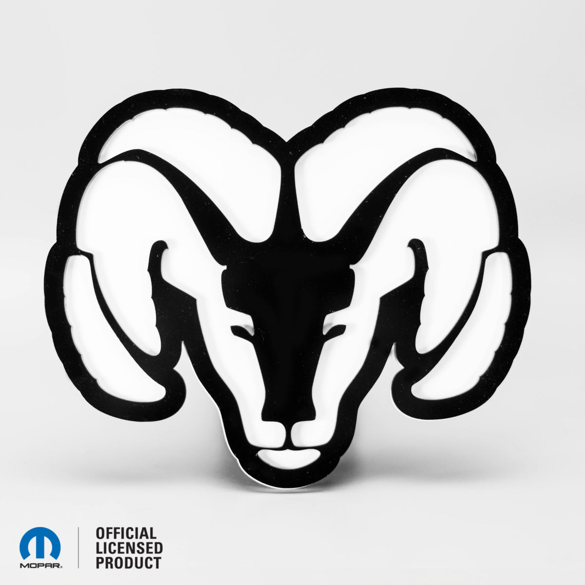 RAM® HEAD LOGO STYLE 2 - COUVERCLE D'ATTELAGE - Brillant sur blanc - Produit sous licence officielle