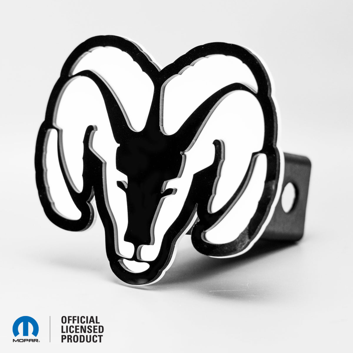 RAM® HEAD LOGO STYLE 2 - COUVERCLE D'ATTELAGE - Brillant sur blanc - Produit sous licence officielle