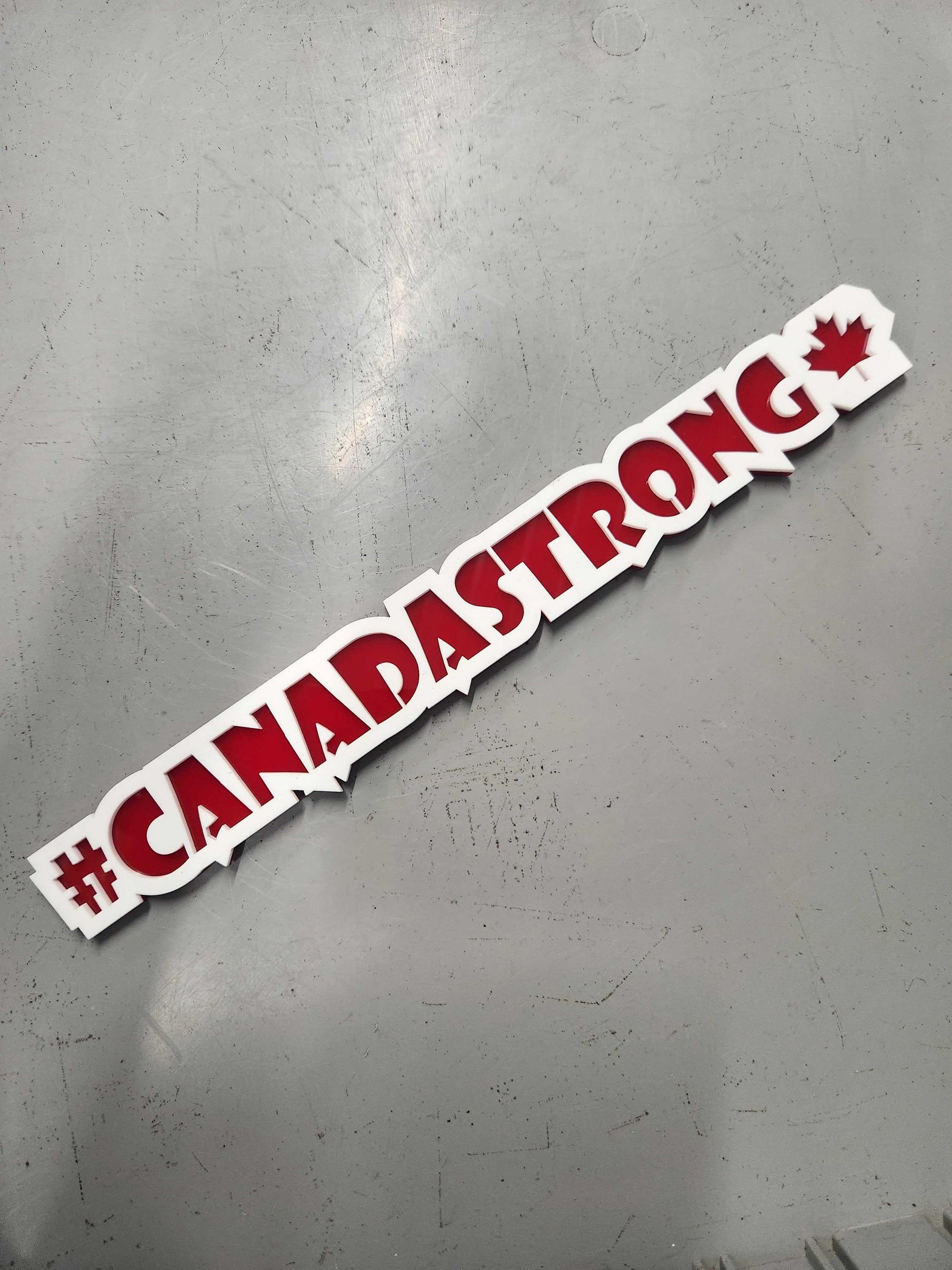 #CANADASTRONG TEXT BADGE - RED AND WHITE