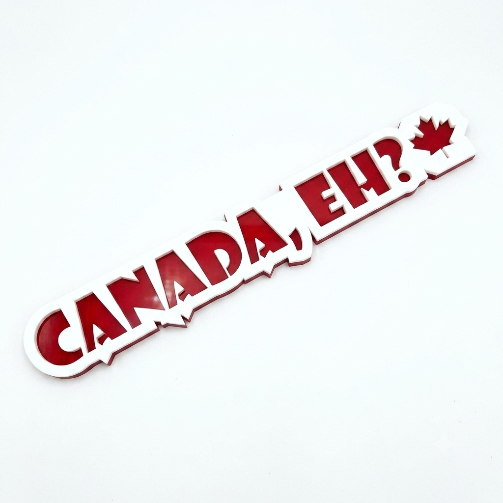 CANADA, EH - RED AND WHITE TEXT BADGE