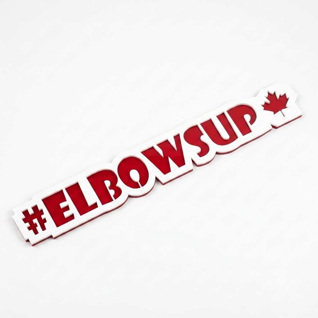 #ELBOWSUP TEXT BADGE - RED AND WHITE