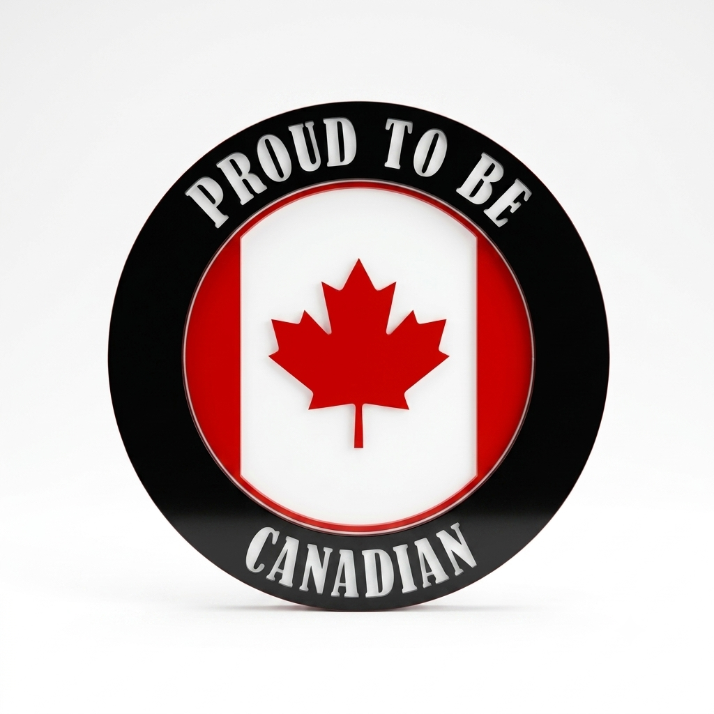 PROUD TO BE CANADIAN MEDALLION - RED, WHITE AND BLACK