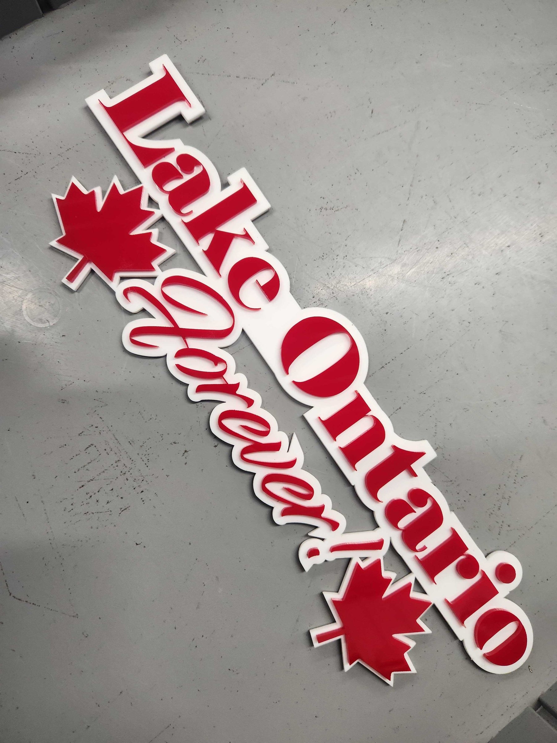LAKE ONTARIO FOREVER TEXT BADGE - RED AND WHITE