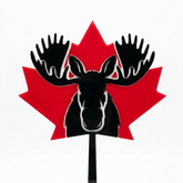 CANADIAN MOOSE WITH MAPLE LEAF - RED, WHITE AND BLACK