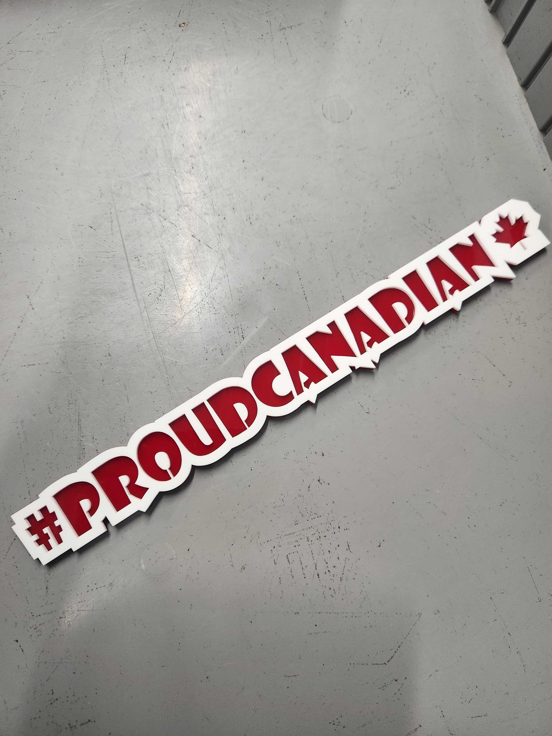 #PROUDCANADIAN TEXT BADGE - RED AND WHITE