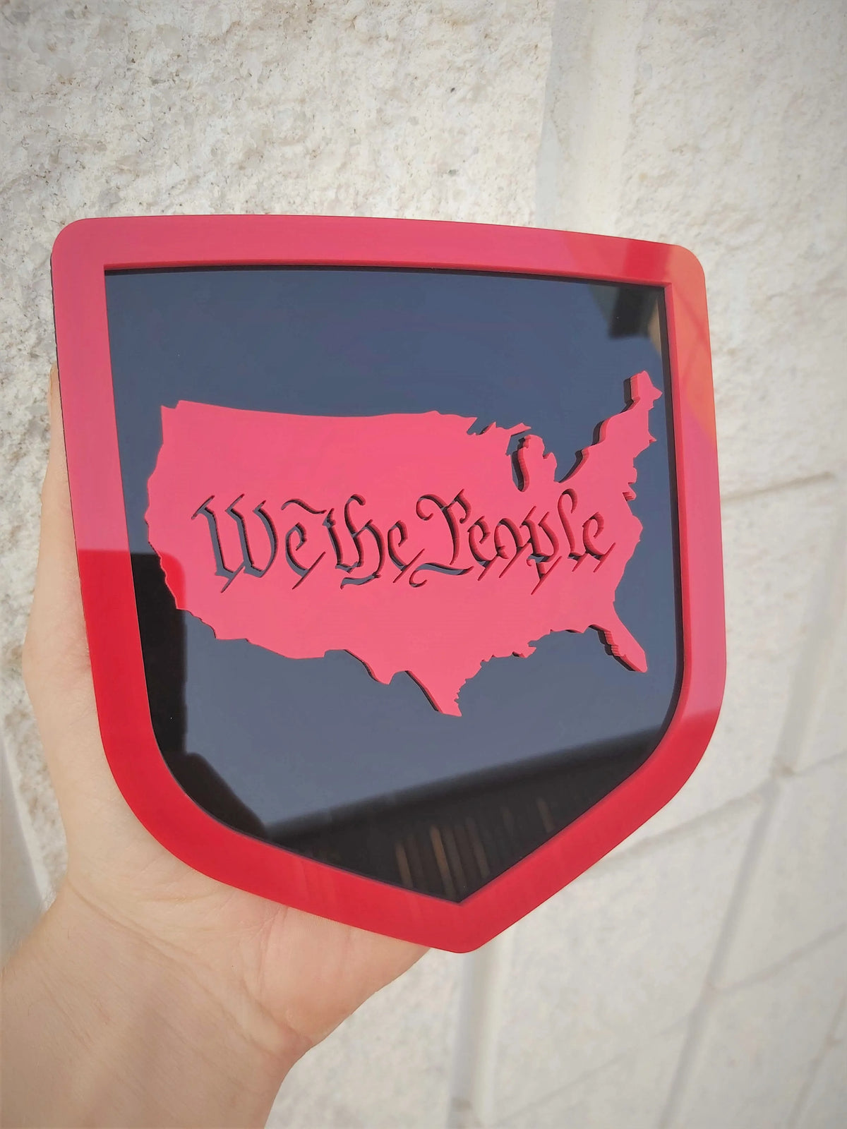 We The People Badge - Fits 2009-2018 Dodge® Ram® Tailgate - 1500, 2500, 3500 -Red on Black