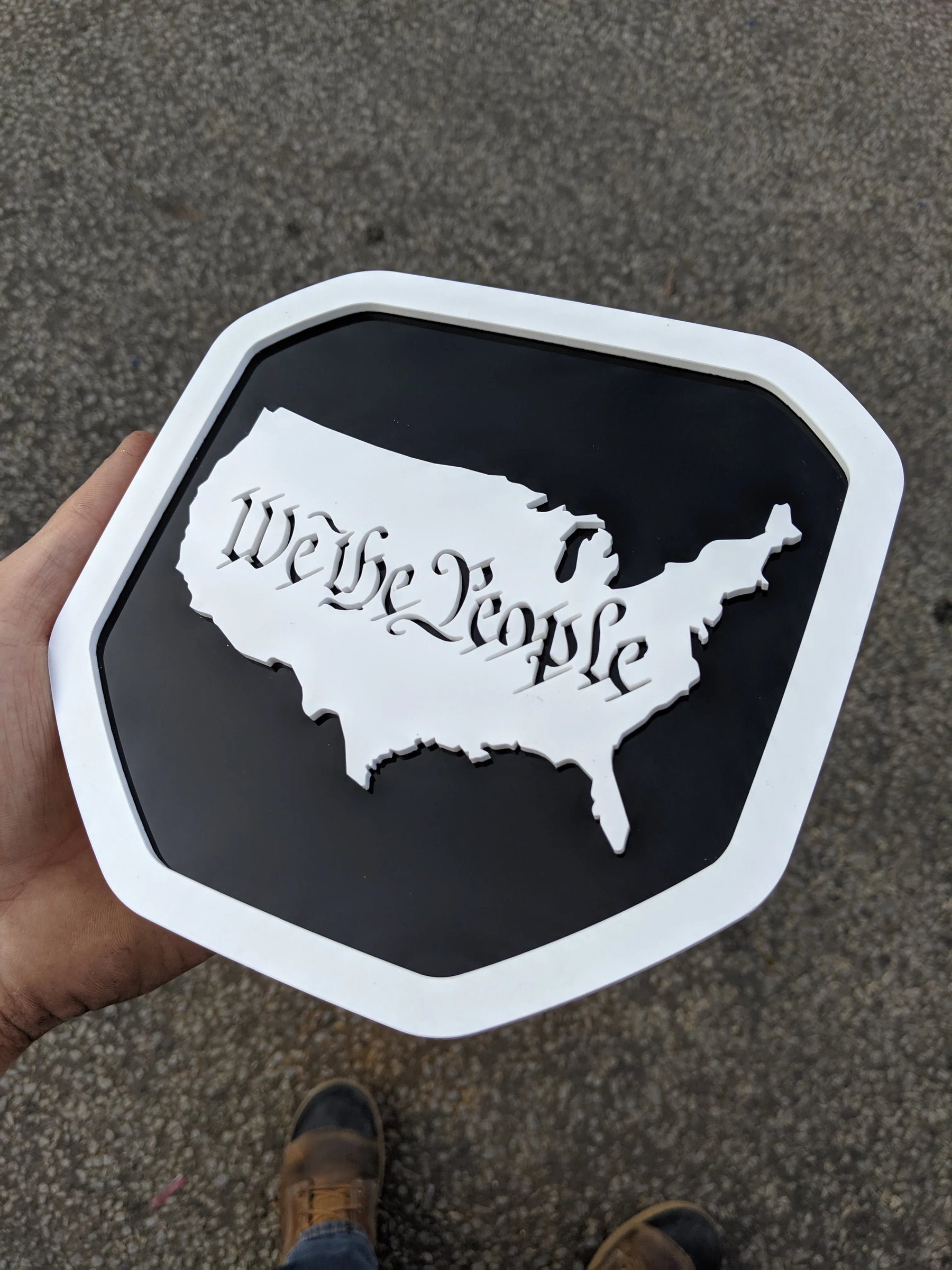 We The People Badge - Fits 2019+ (5th Gen) Dodge® Ram® - 1500, 2500, 3500 -White on Black