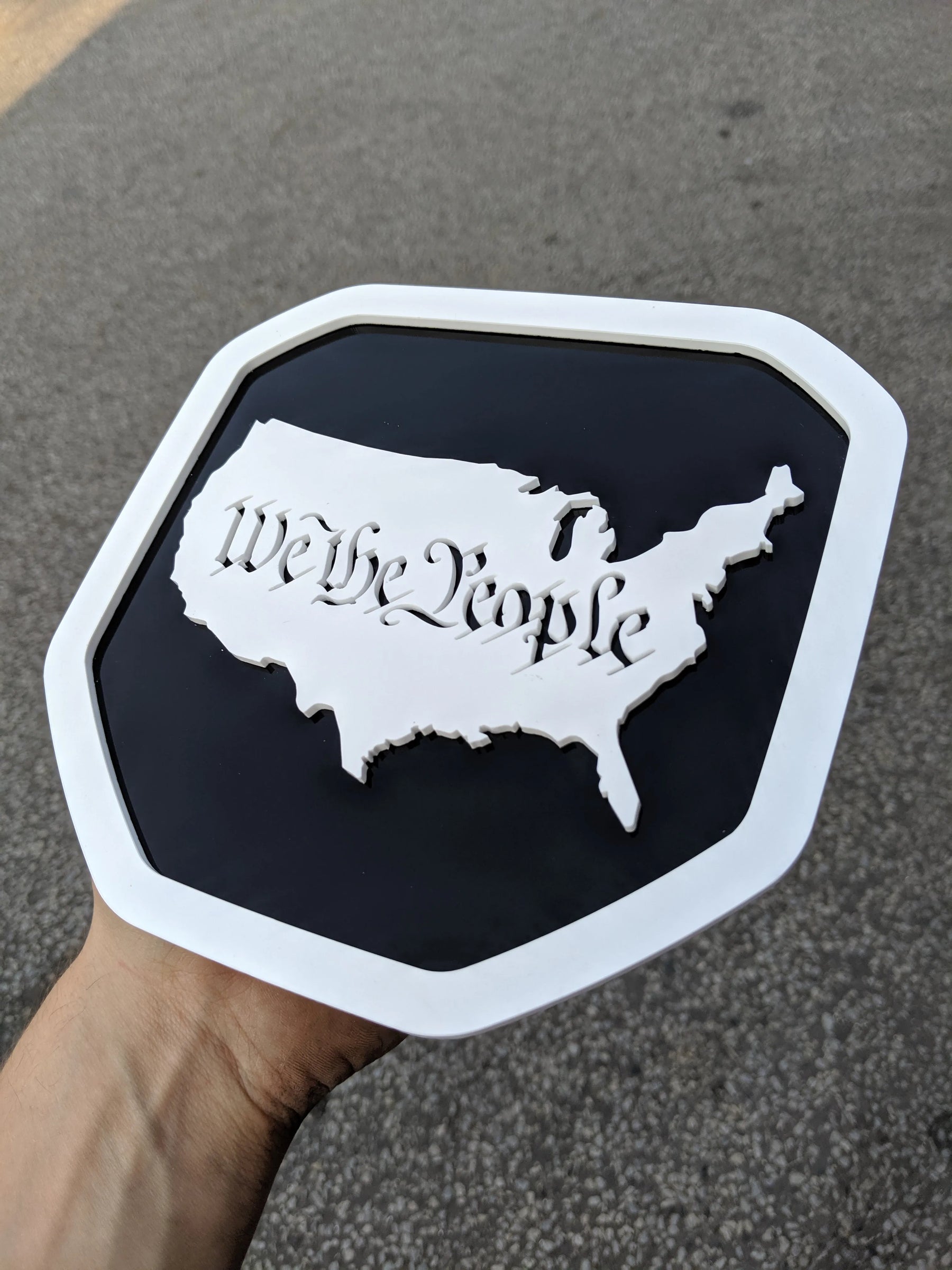 We The People Badge - Fits 2019+ (5th Gen) Dodge® Ram® - 1500, 2500, 3500 -White on Black