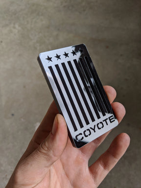 Vertical Flag Coyote Badge - Fits Mustang® - Black on Black