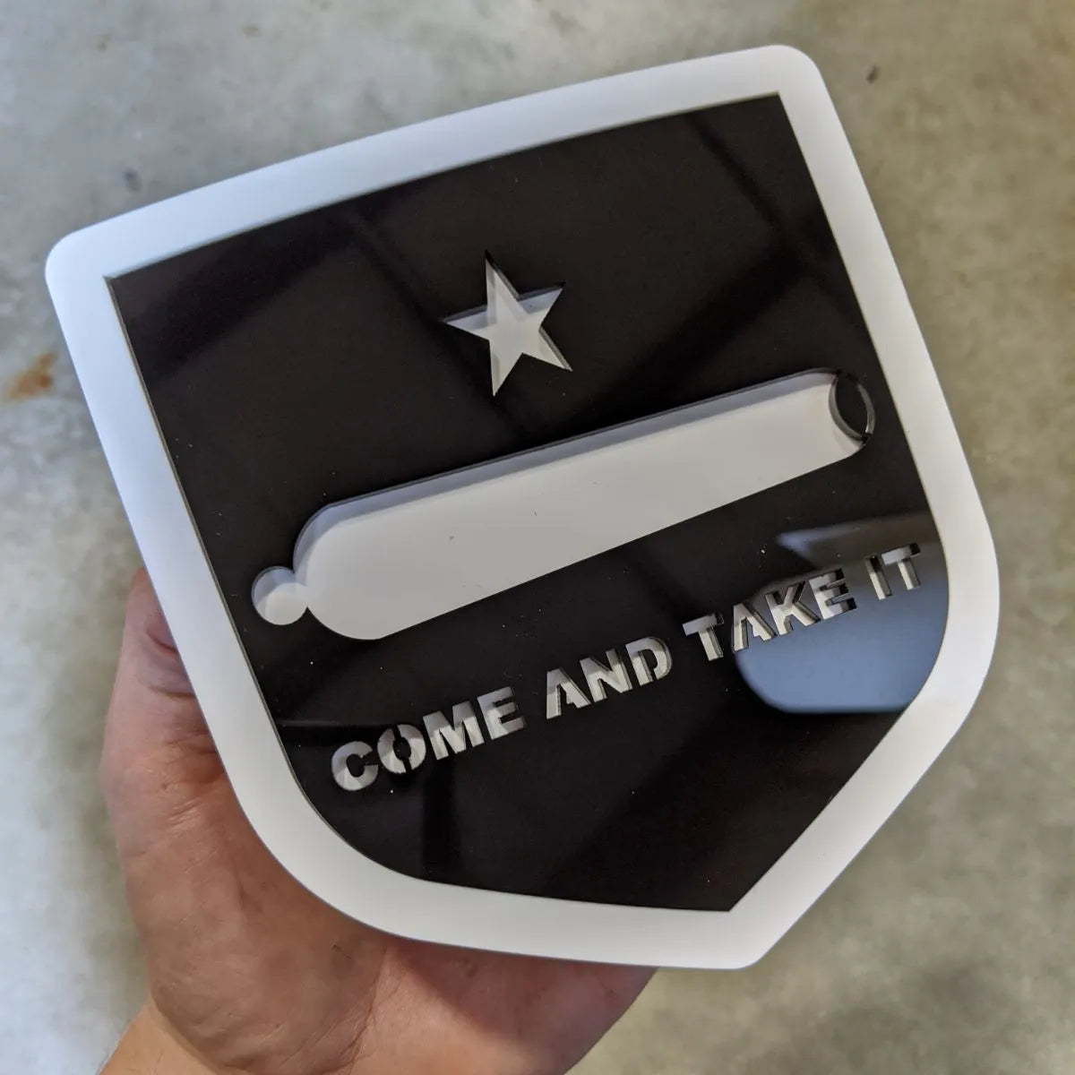 Come and Take It Badge - Fits 2009-2018 Dodge® Ram® Tailgate -1500, 2500, 3500 - Black and White