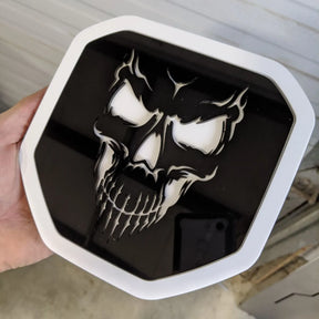 Skull Badge - Fits 2019+ (5th Gen) Dodge® Ram® Tailgate -1500, 2500, 3500 - Black and White Outline