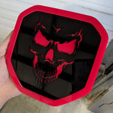 Skull Badge - Fits 2019+ (5th Gen) Dodge® Ram® Tailgate -1500, 2500, 3500 - Black and Red Outline