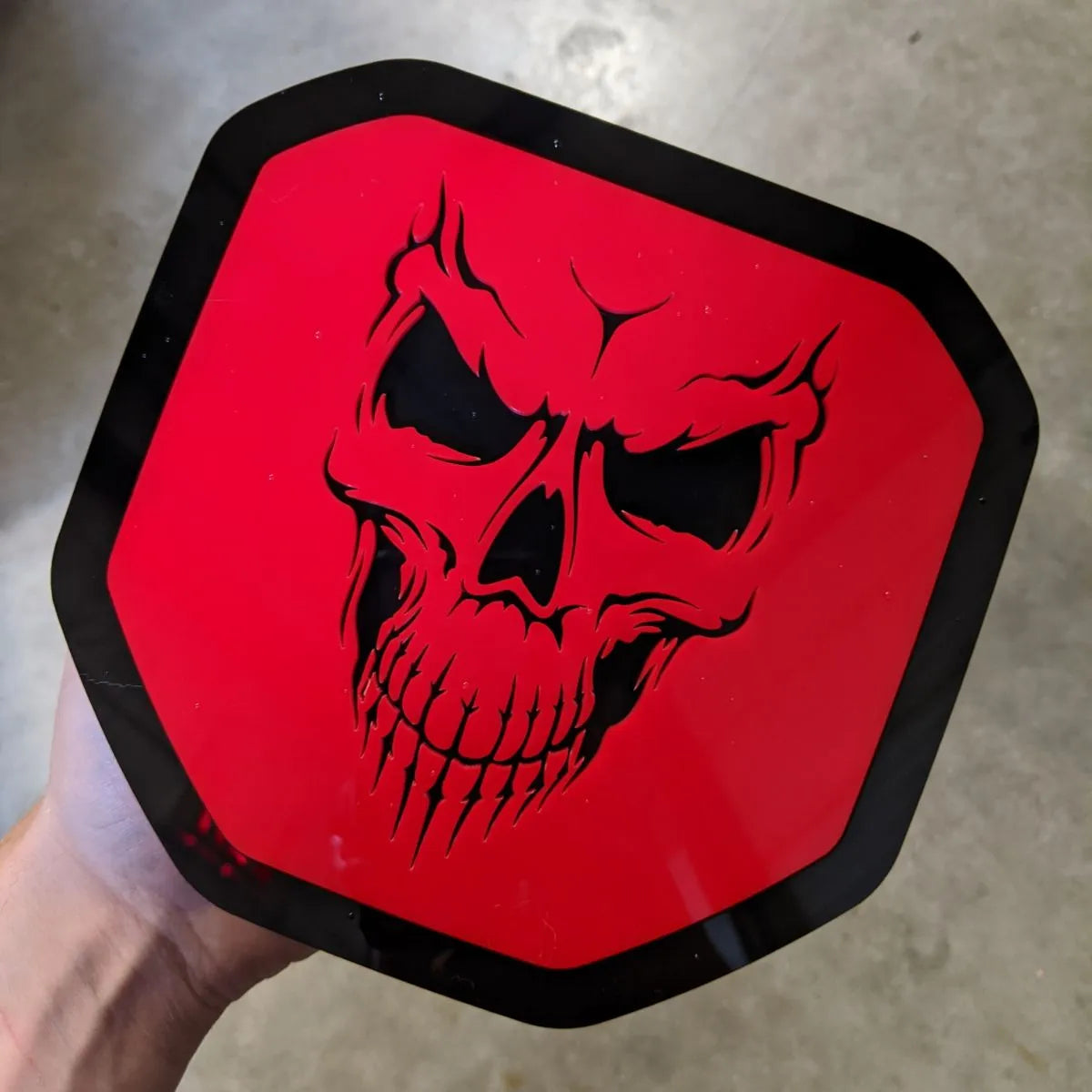 Skull Badge - Fits 2019+ (5th Gen) Dodge® Ram® Tailgate -1500, 2500, 3500 - Red and Black Outline