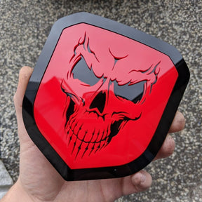 Skull Badge - Fits 2013-2018 Dodge® Ram® Grille -1500, 2500, 3500 - Red and Black Outline