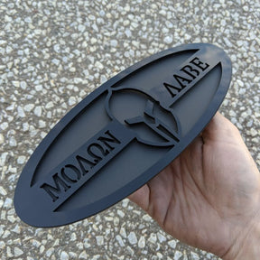 Molon Labe Oval Badge - 9 inch - Black on Matte Black (Multiple Vehicles)