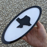 Texas Outline Oval Badge - 9 inch - Black on White (Multiple Vehicles)