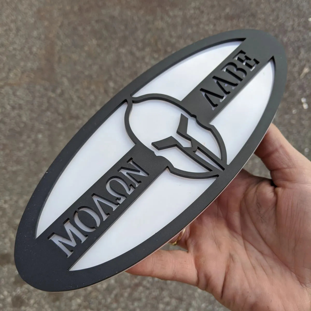 Molon Labe Badge - Fits 2015-2019 F150® Grille or Tailgate - Matte Black on White