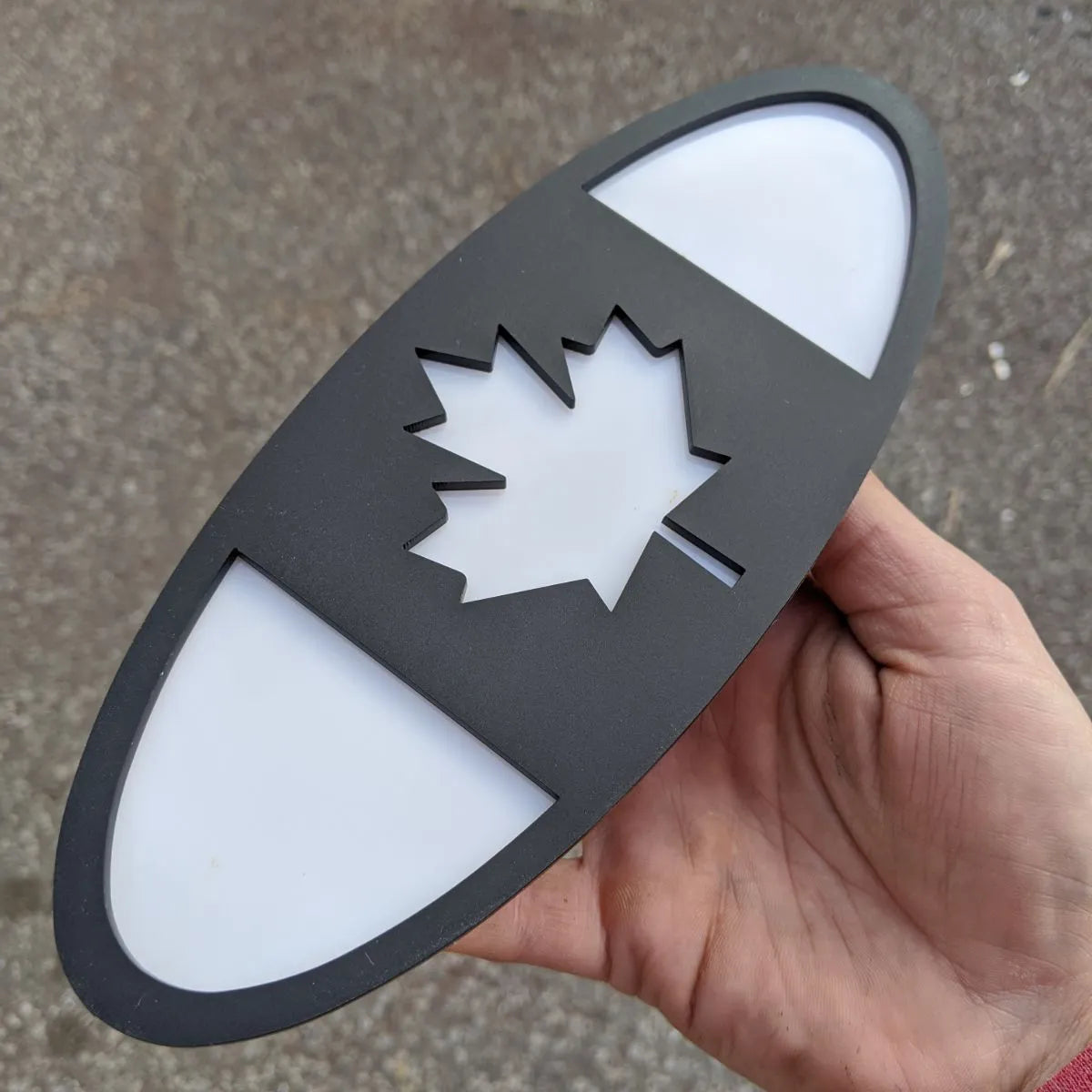 Canada Oval Badge - 9 inch - Matte Black on White (Multiple Vehicles)