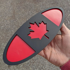 Canada Oval Badge - 9 inch - Matte Black on Red (Multiple Vehicles)