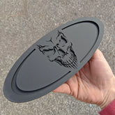 Skull Oval Badge - 9 inch - Matte Black on Matte Black (Multiple Vehicles)