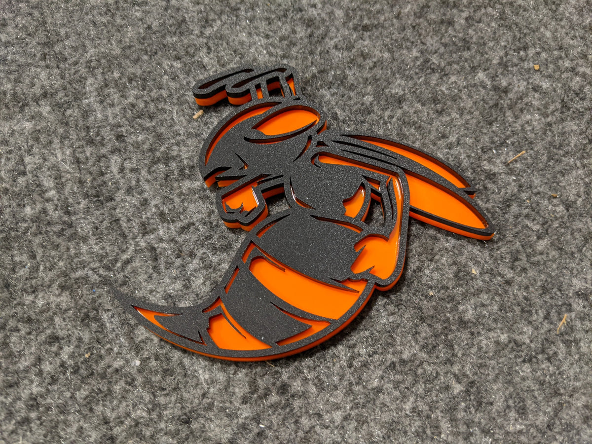 Hornet Fender Badges - Pair - Universal Fit - Matte Black on Orange