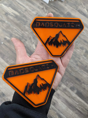 Fender Badge Pair - Custom Text Mountains - Fits 2021+ Bronco® Badlands® - Matte Black on Black