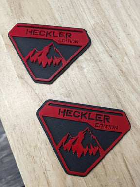 Fender Badge Pair - Custom Text Mountains - Fits 2021+ Bronco® Badlands® - Matte Black on Black